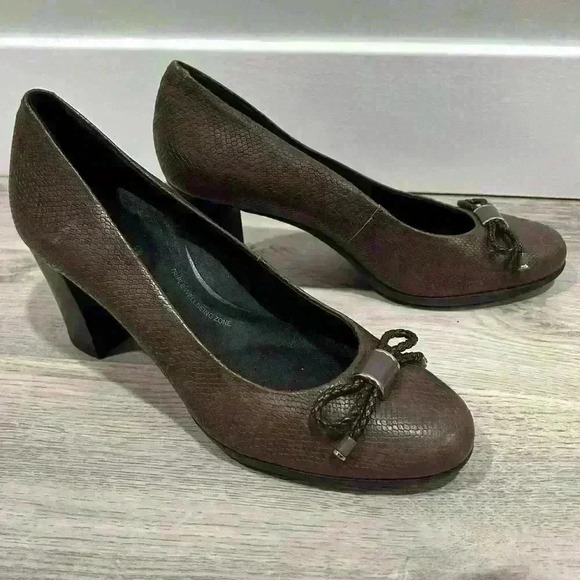 Geox Respira High Heels Annya Leather Shoes Brown Pumps Size EU 39.5 US 9 - Picture 5 of 8